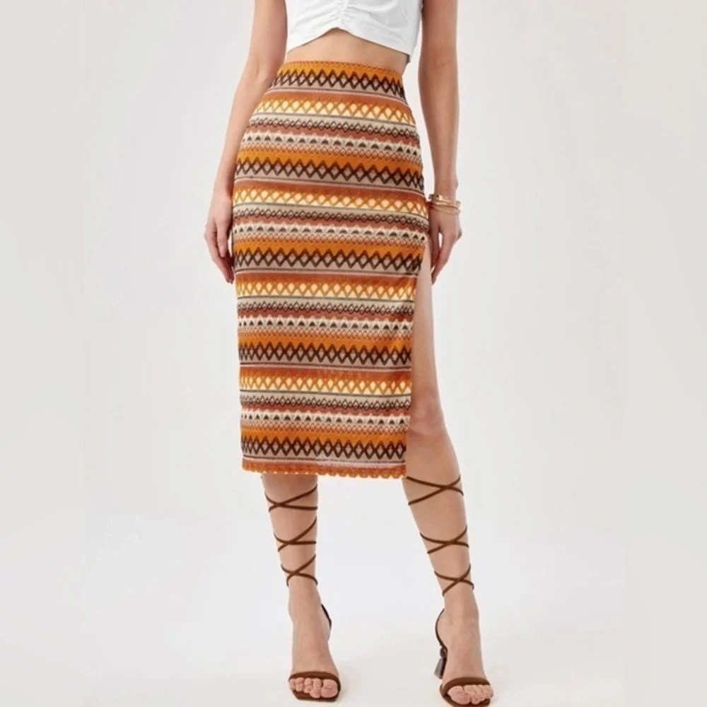 SHEIN Retro Vintage Inspired Fitted Stretch Long Skirt Size XL